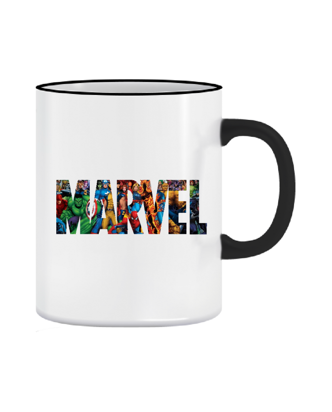 Puodelis Marvel logo herojai